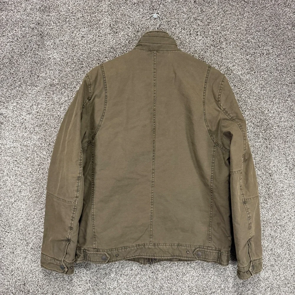 Levis Field Jacket Mens L Olive Canvas Quilted Lined Military Utility Coat